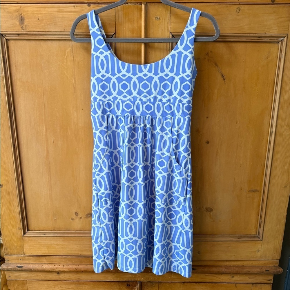 Jude Connally Mary Pat Blue Geometric Dress with pockets